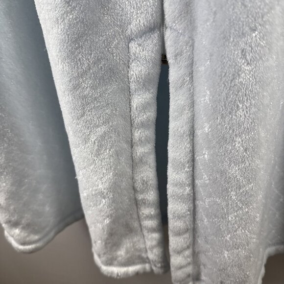 Miss Elaine Bathrobe Size XL Blue Soft Long Zipper Textured Embroidered Pockets - Picture 5 of 11
